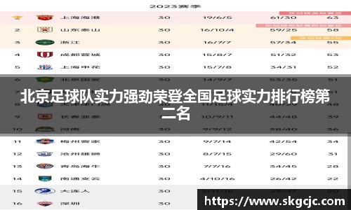 北京足球队实力强劲荣登全国足球实力排行榜第二名