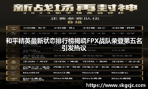 和平精英最新状态排行榜揭晓FPX战队荣登第五名引发热议